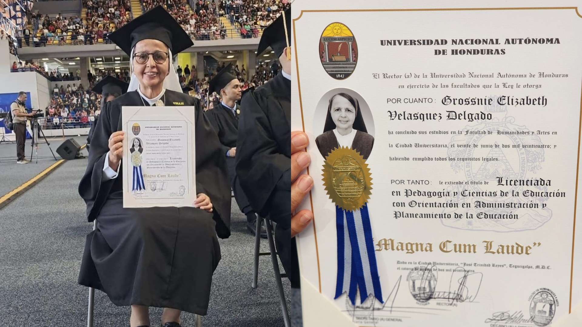 Religiosa se gradúa de la UNAH