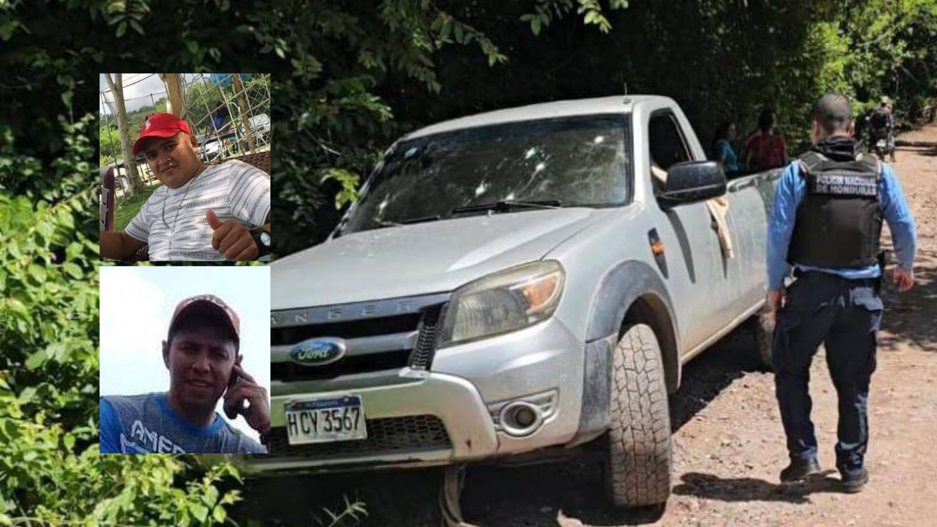 Elementos de la Policía Nacional llegaron hasta el lugar y confirmaron la muerte de los dos hombres al interior del vehículo tipo pick-up.