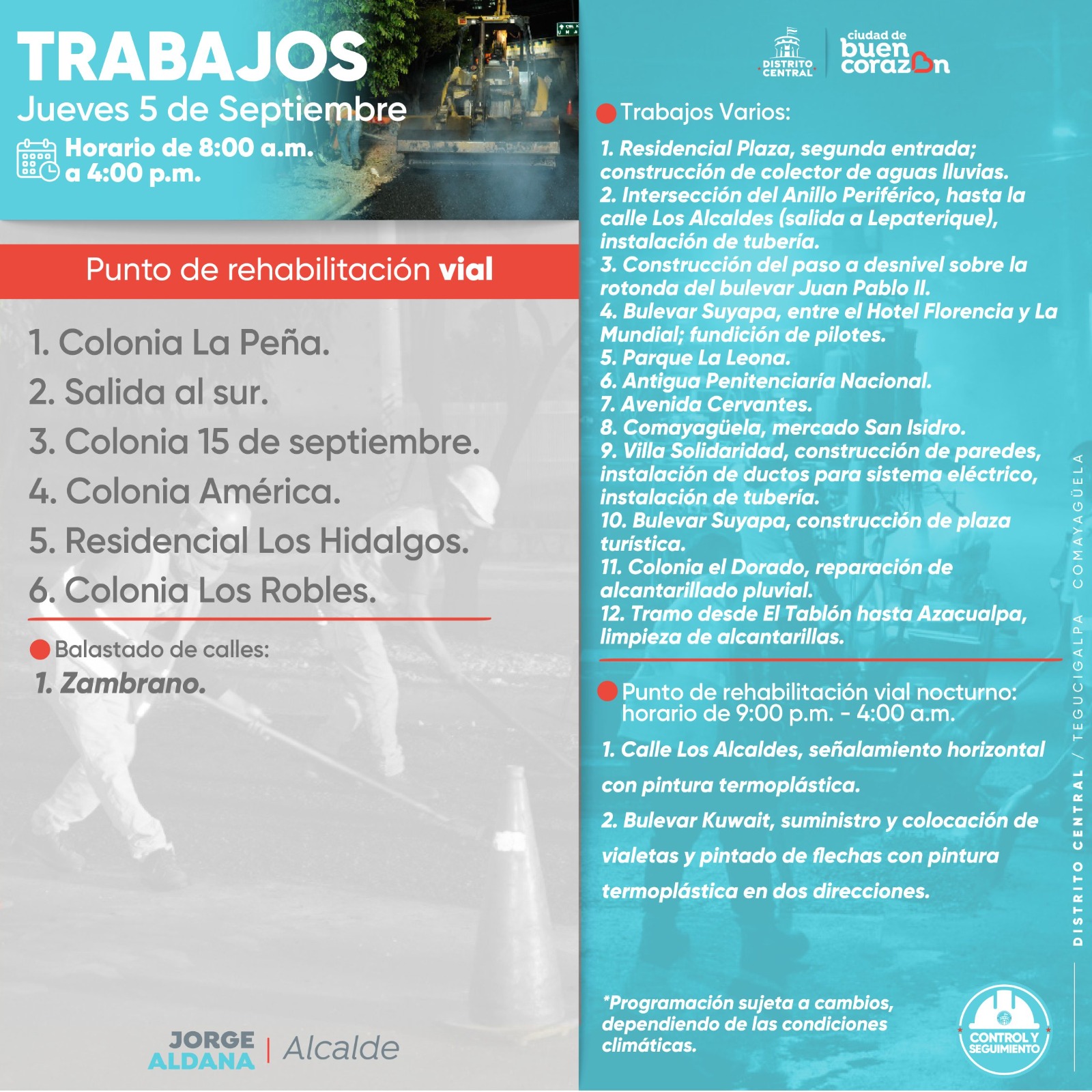 Calles cerradas jueves 5 de septiembre