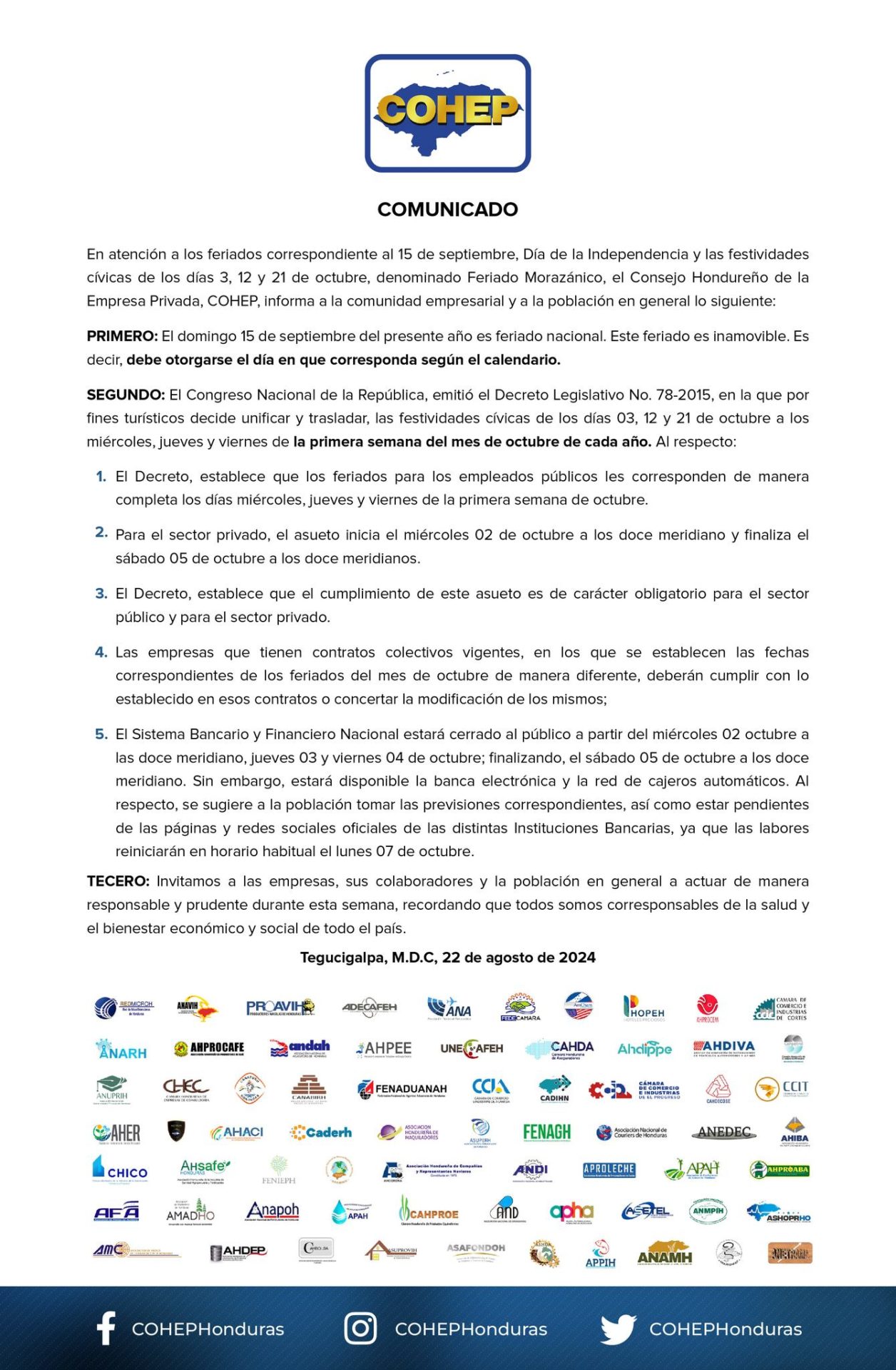 Cuándo empieza el Feriado Morazánico en Honduras