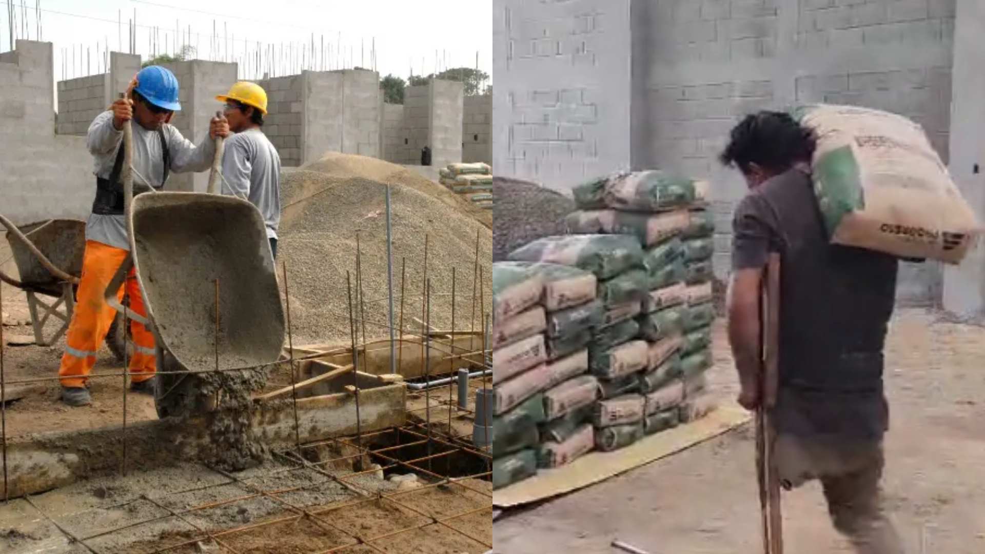 Hombre se gana el respeto por trabajar en construcción sin tener una pierna