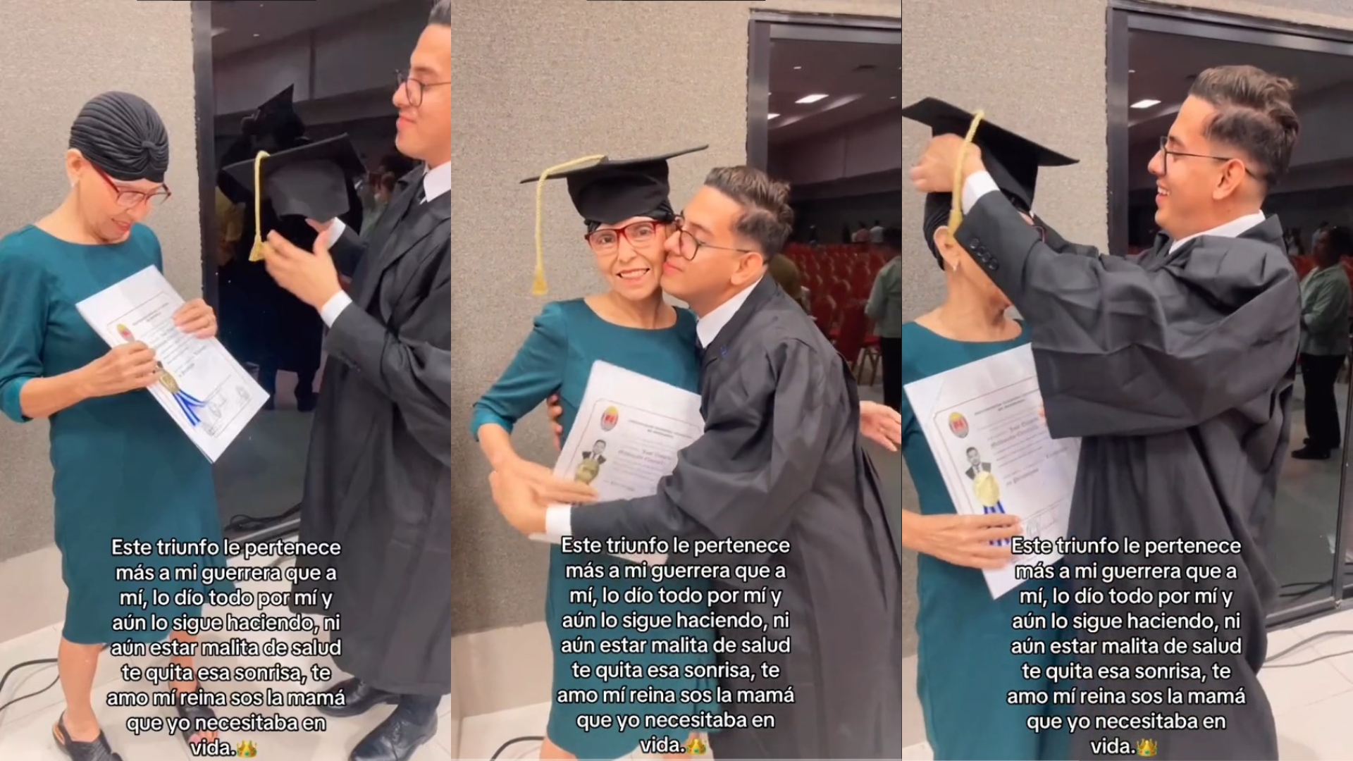 Admirable | Hondureño dedica si título universitario a sí mamá con cáncer