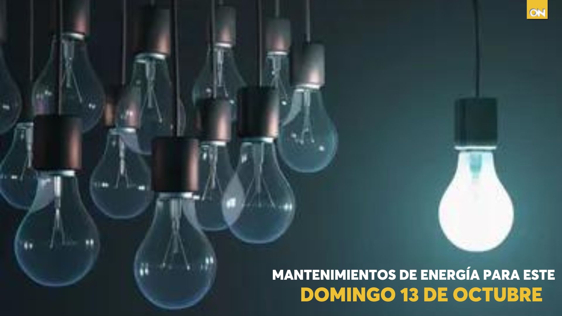 Mantenimientos de energía programados para este domingo 13 de octubre