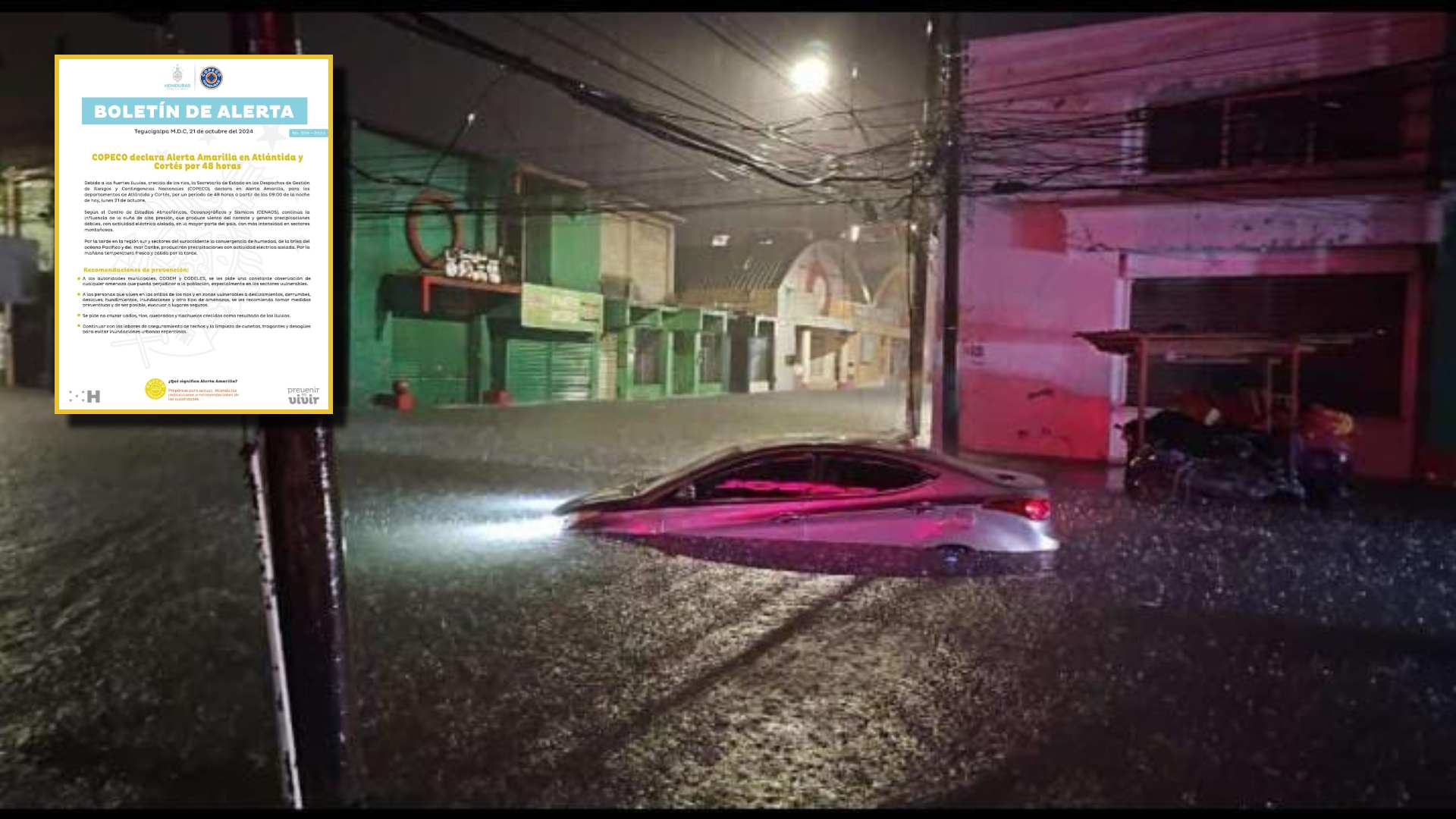 Dos departamentos permanecen en alerta amarilla en Honduras