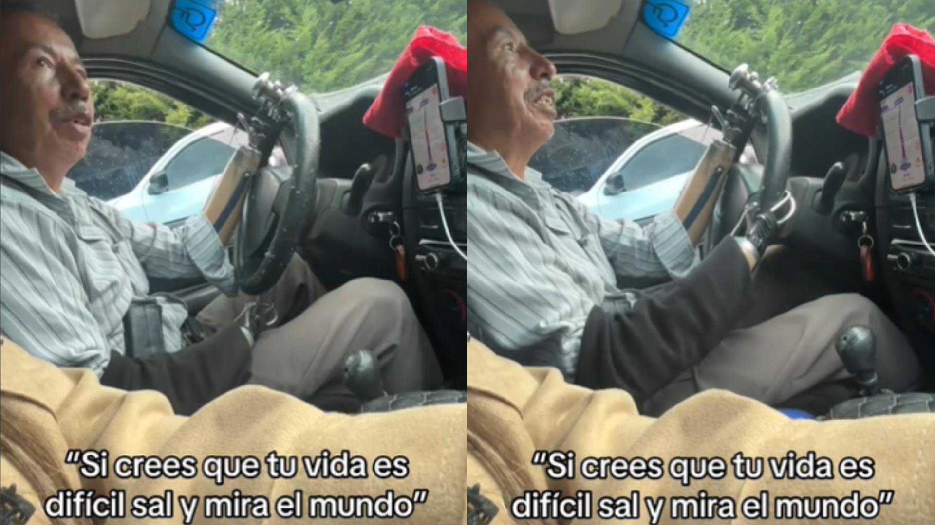 Hombre con prótesis en sus brazos trabaja como uber (video)
