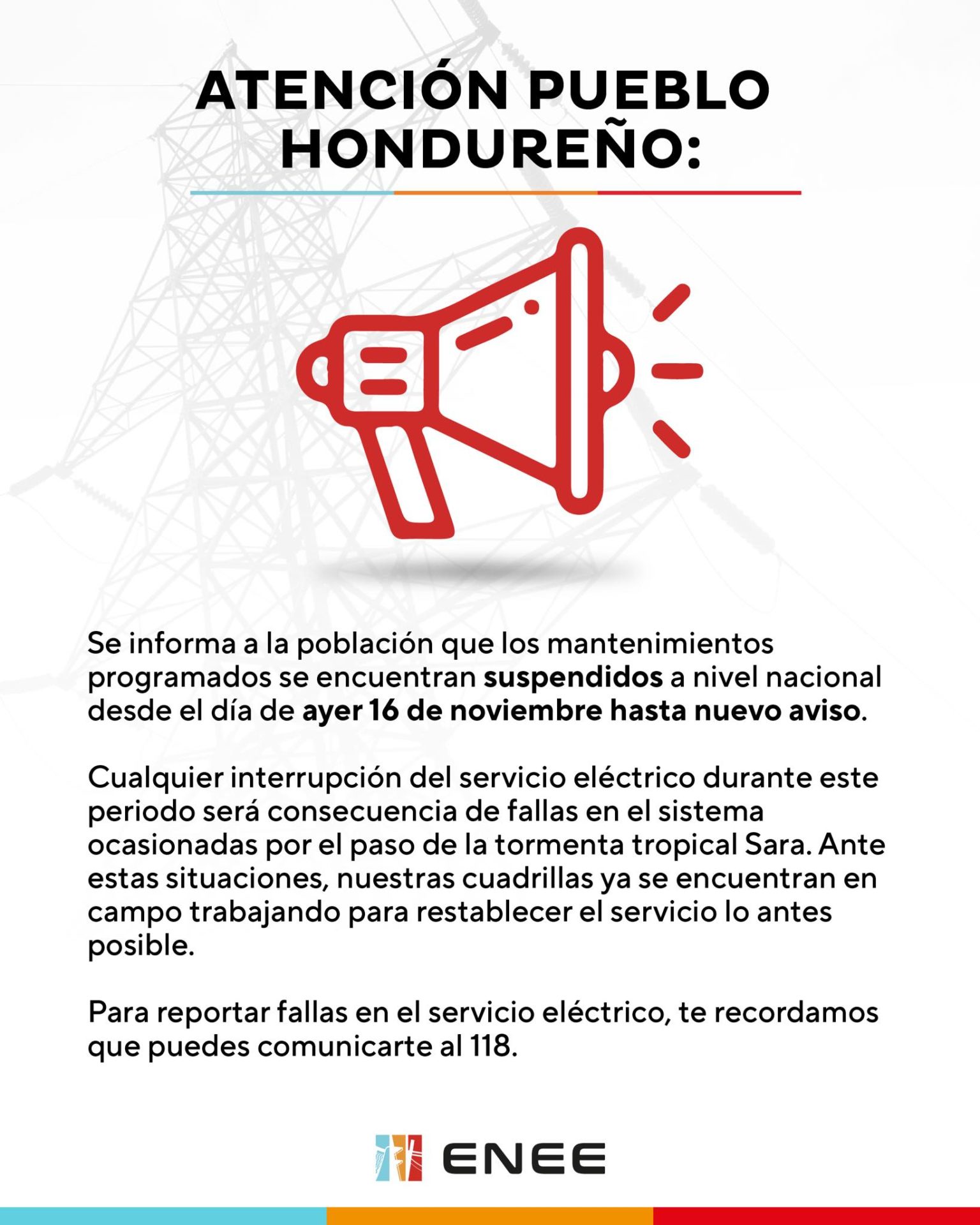 ¿Suspenderán servicio de energía eléctrica en Honduras? Esto dicen las autoridades