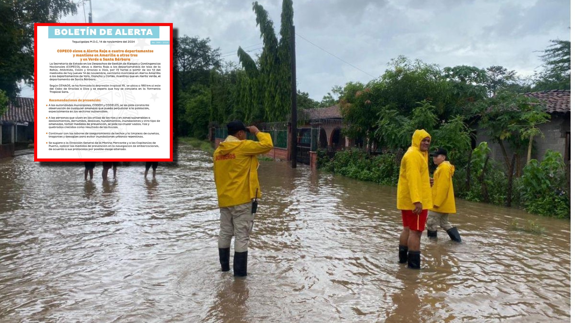 Copeco alerta roja depresión tropical Sara