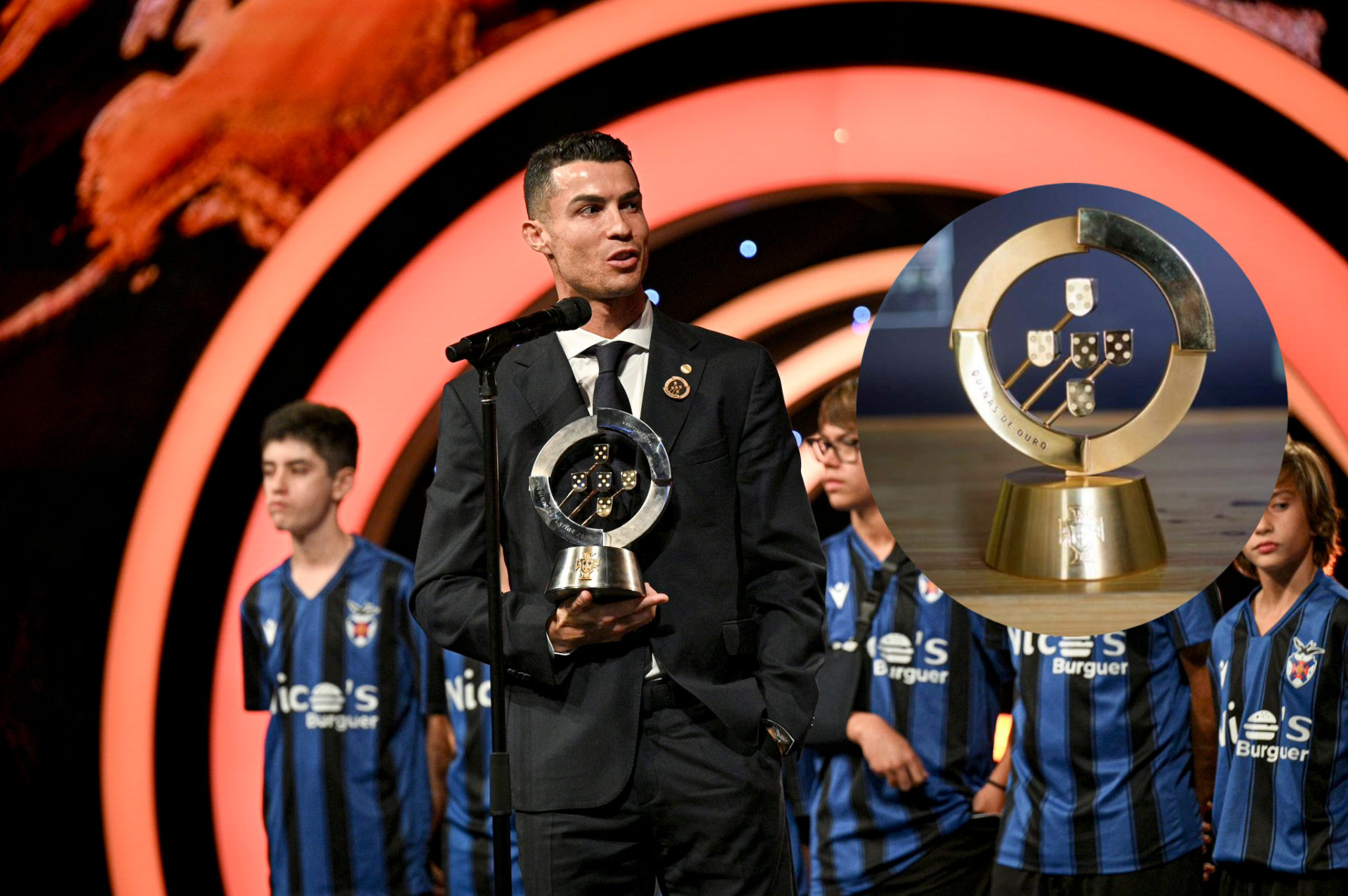 Cristiano Ronaldo reecibiendo el premio