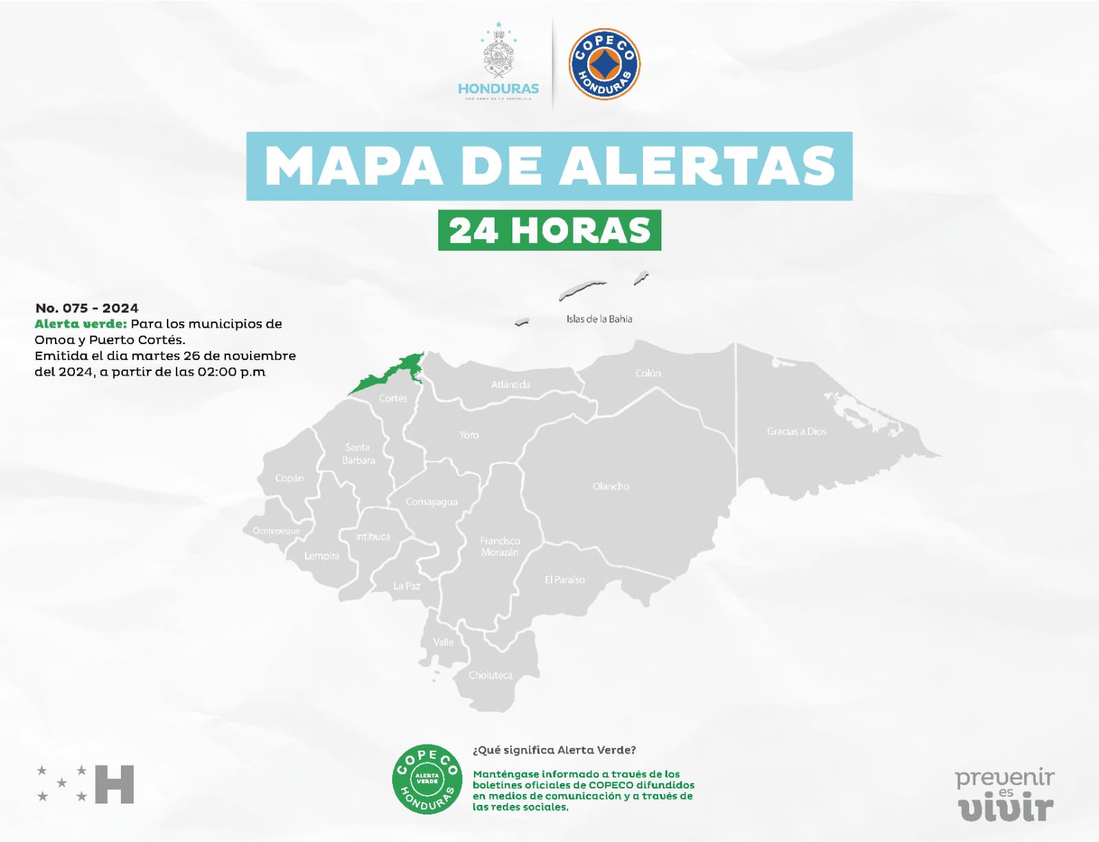 Emiten alerta verde para dos municipios de Cortés por fuertes lluvias registradas en Honduras