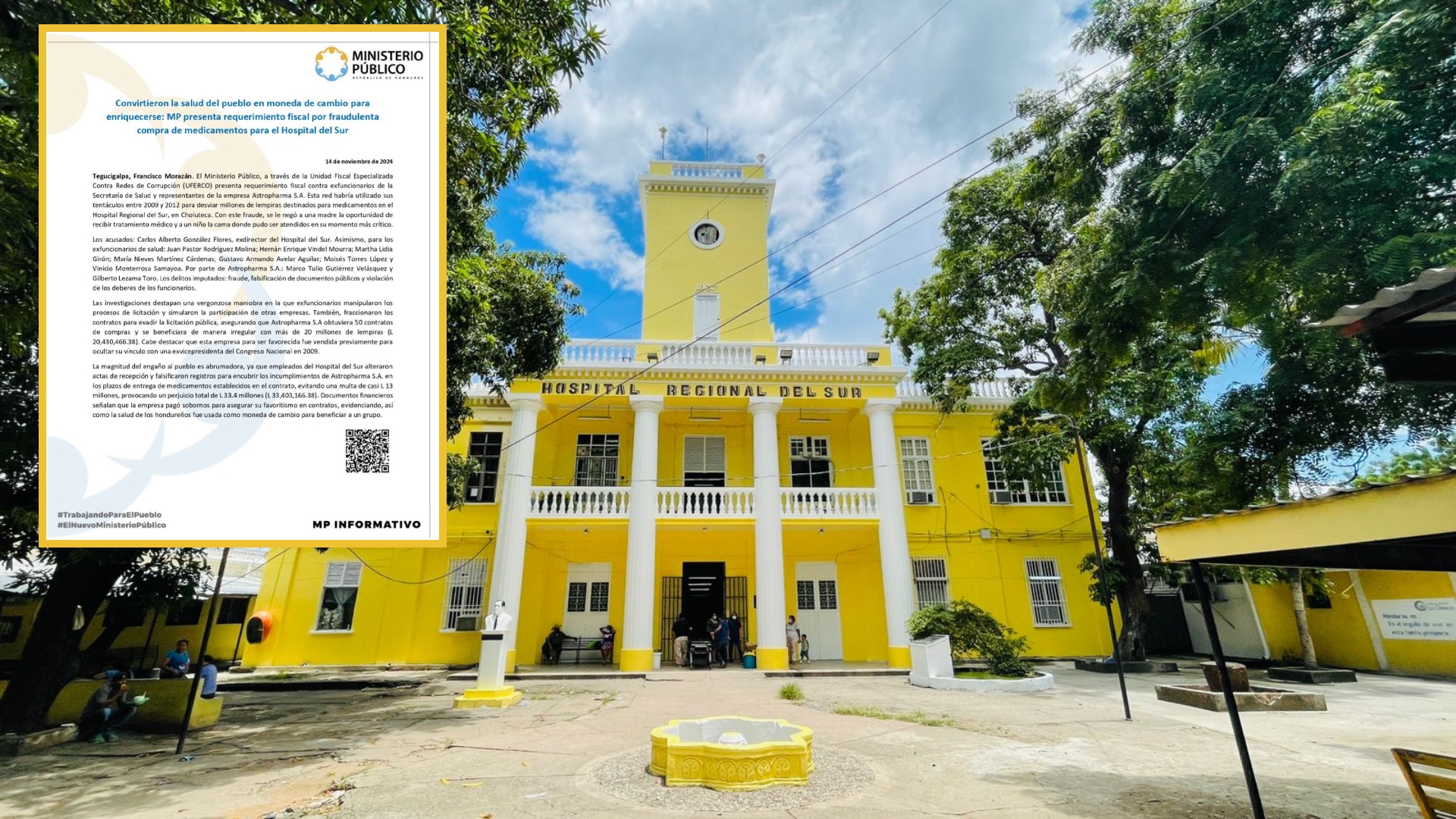 Ministerio Público presenta requerimiento fiscal por fraude en compra de medicamentos en el Hospital del Sur