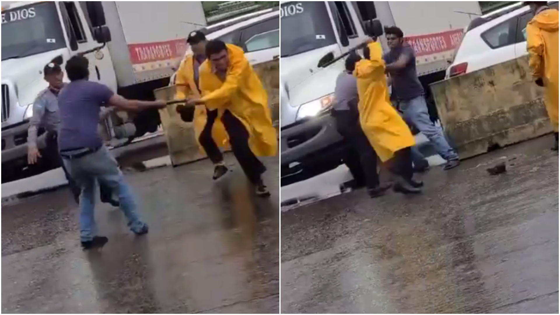 Pelea de guardias con conductor