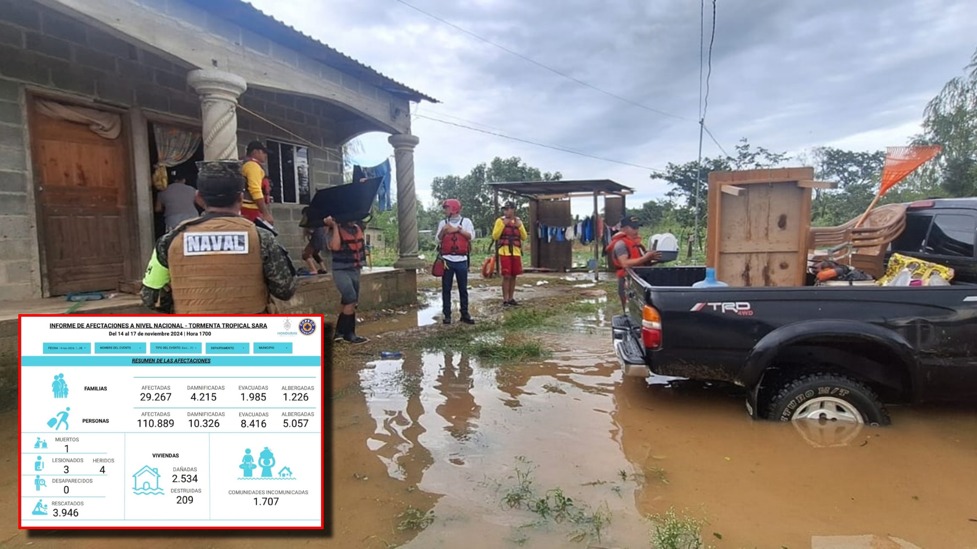 Comunidades afectadas por Sara en Honduras