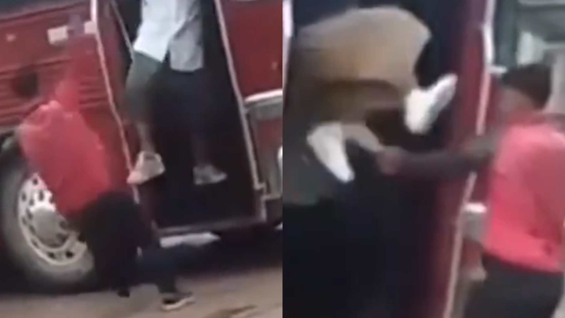 Difunden video de momento en que ayudantes de bus patean a pasajero en Lepaterique