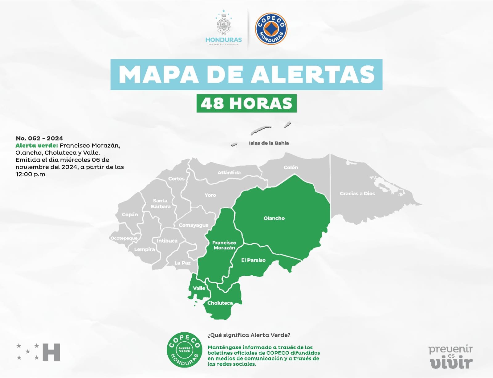 alerta verde en Honduras
