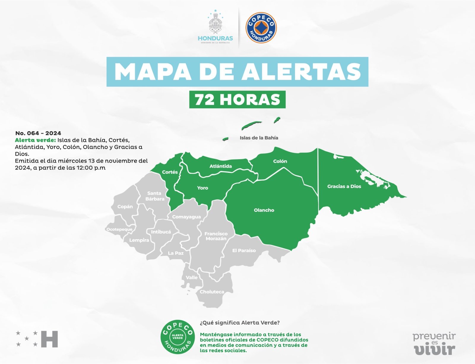 alerta verde en Honduras