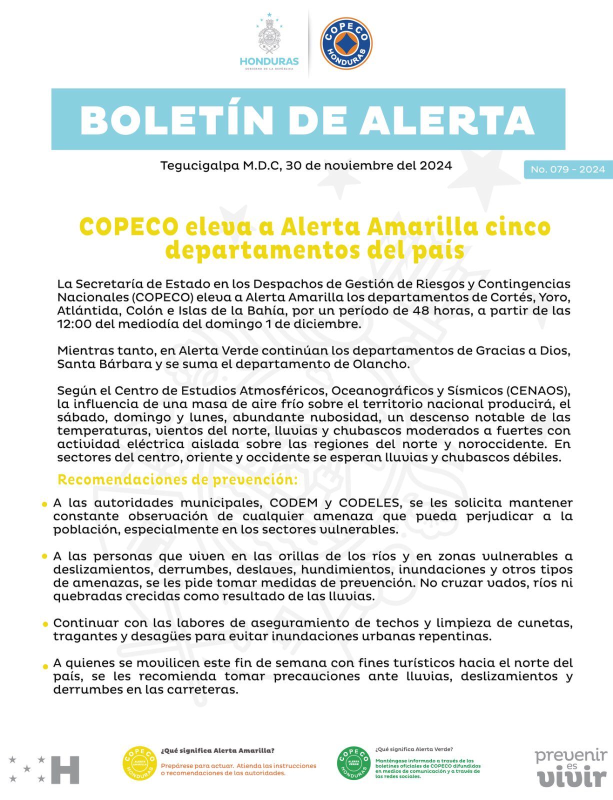 alerta amarilla honduras