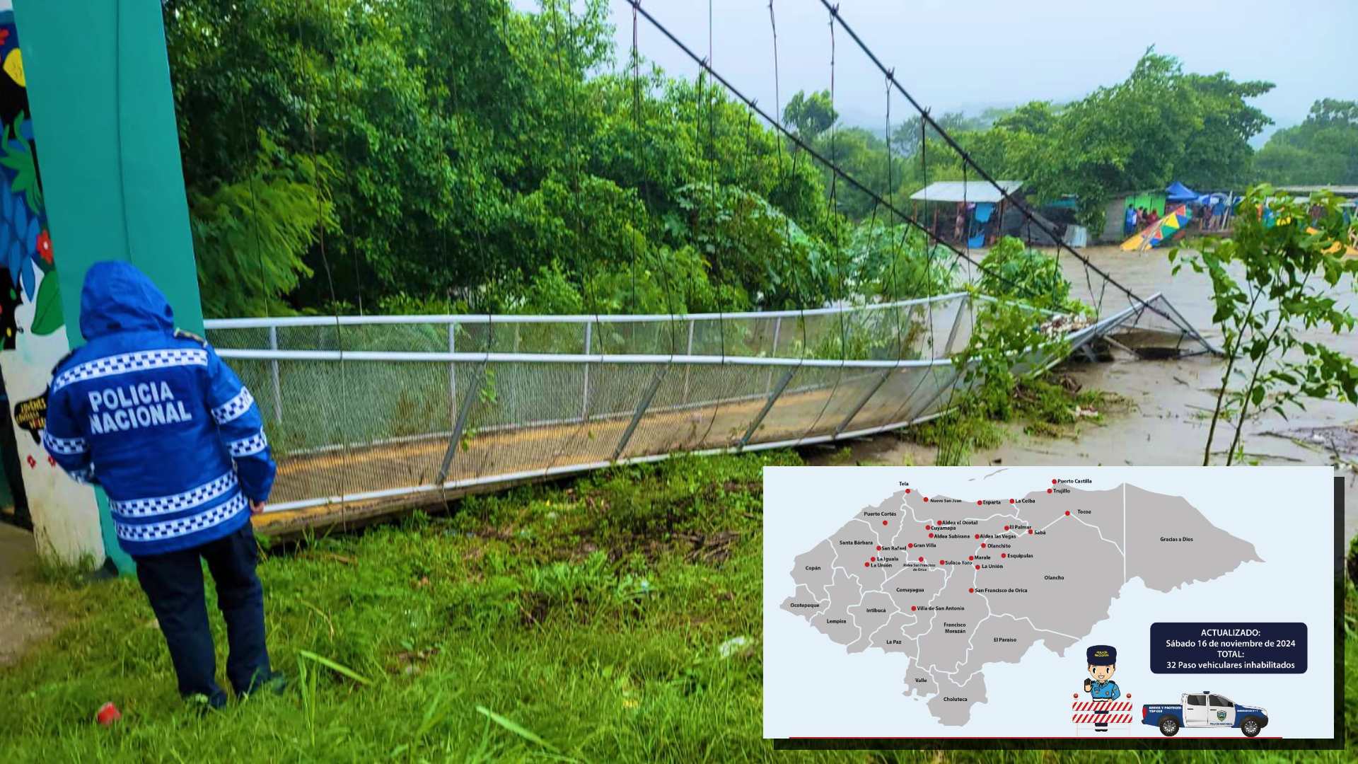 Tormenta tropical Sara: zonas sin paso vehicular en Honduras