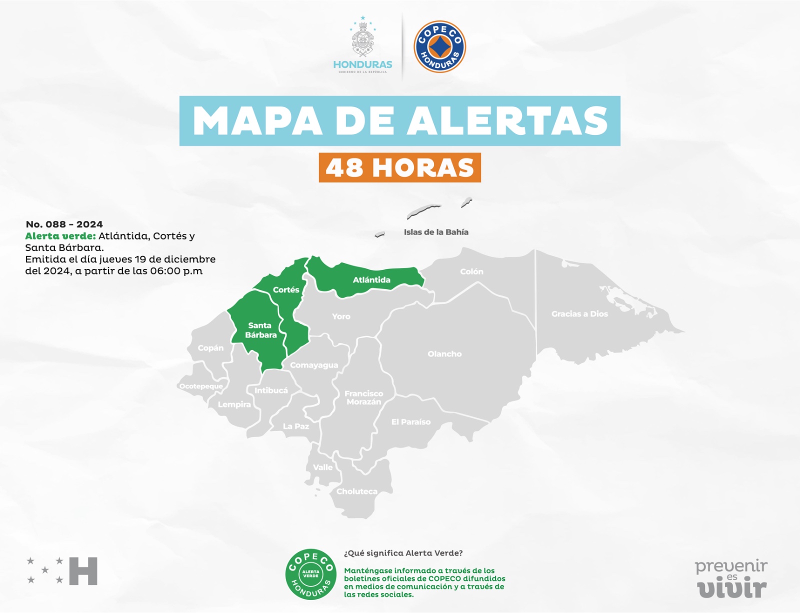 Emiten alerta para tres departamentos de Honduras por intensas lluvias