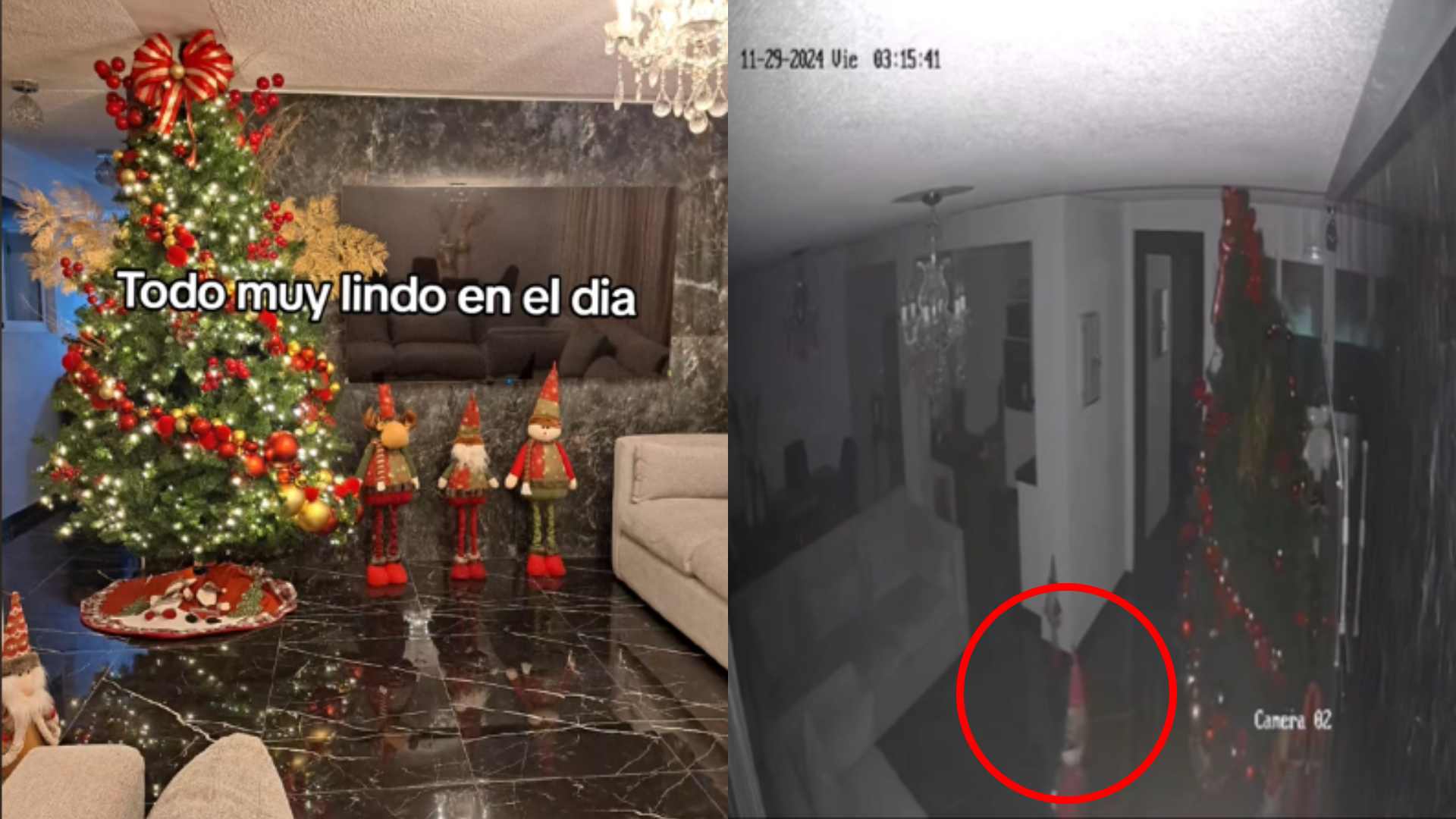 Muñeco navideño moviéndose en plena madrugada (video)