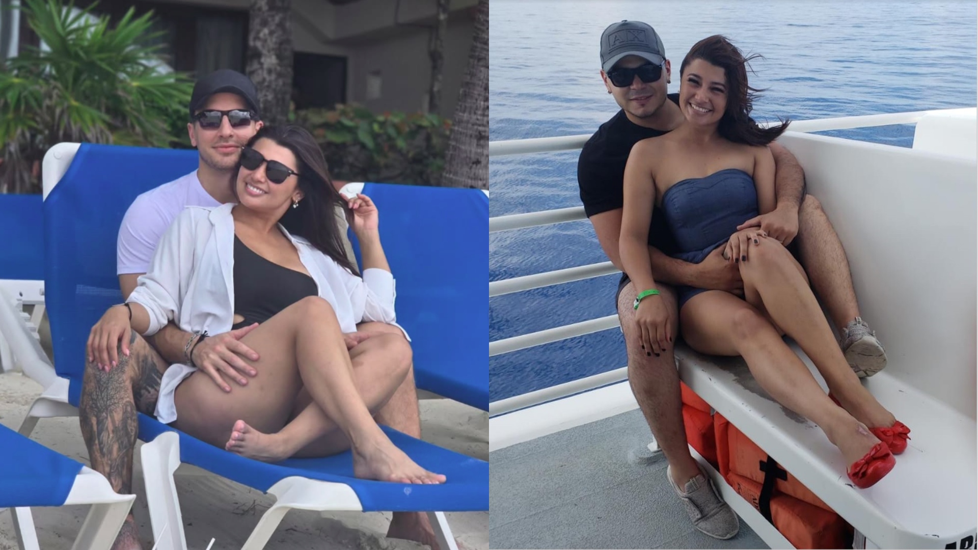 Milagro Flores y su novio en Roatán
