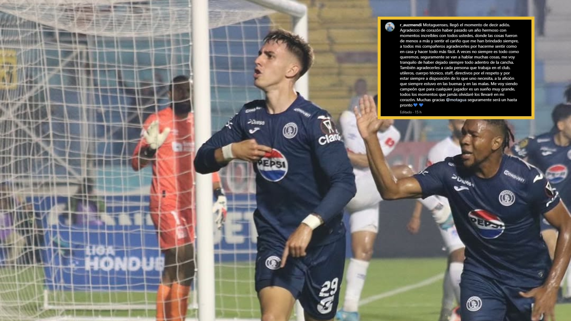 El emotivo mensaje de Rodrigo Auzmendi tras su salida de Motagua