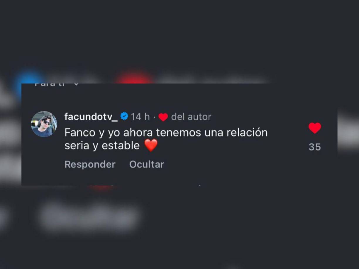 “Tenemos una relación” Facundo Caballero enciende las redes con comentario sobre Fancony