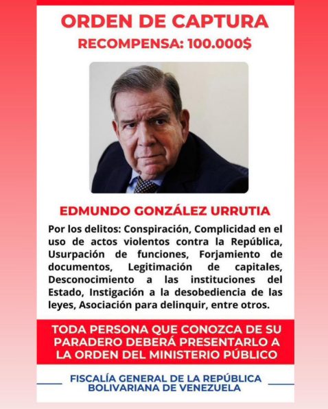 Venezuela ofrece recompensa a quién brinde información de Edmundo González