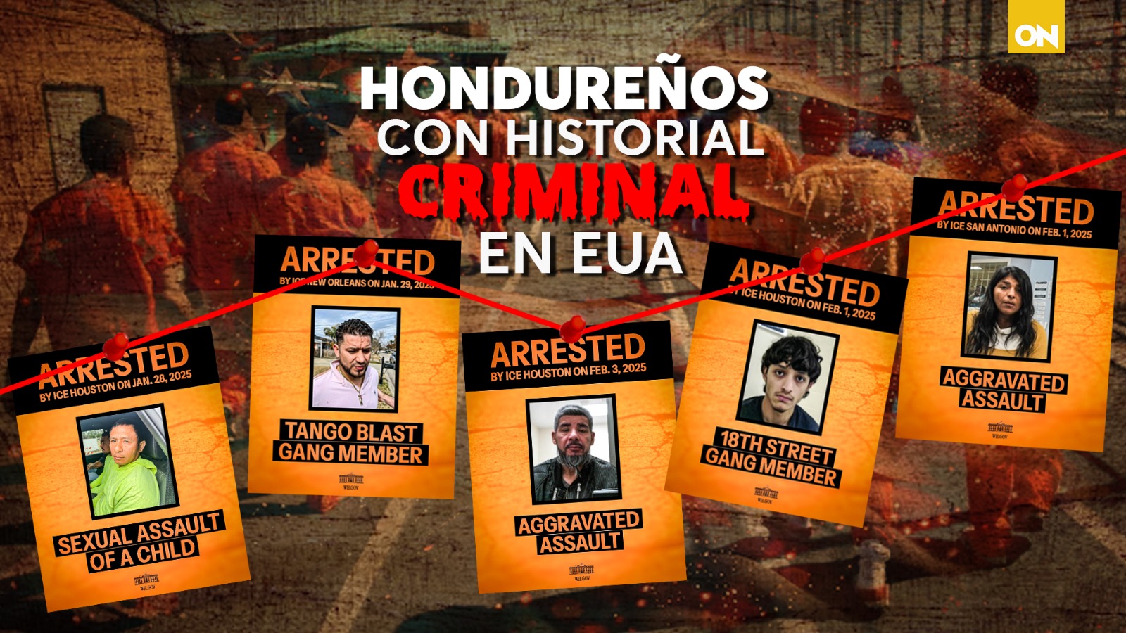 EE.UU. revela rostros de hondureños detenidos en Estados Unidos con historial delictivo