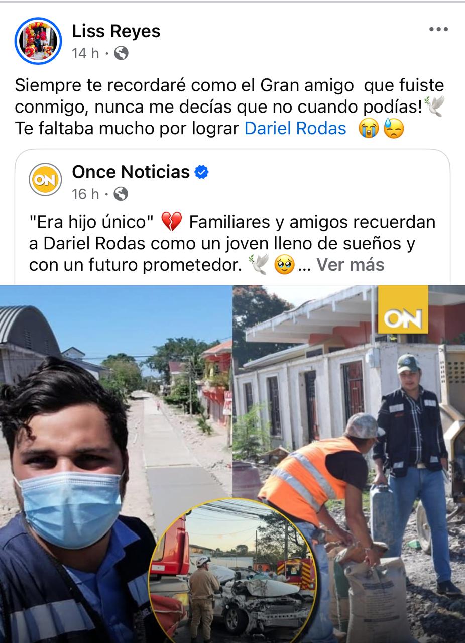 Amigos se despiden de Dariel Rodas tras accidente de tránsito