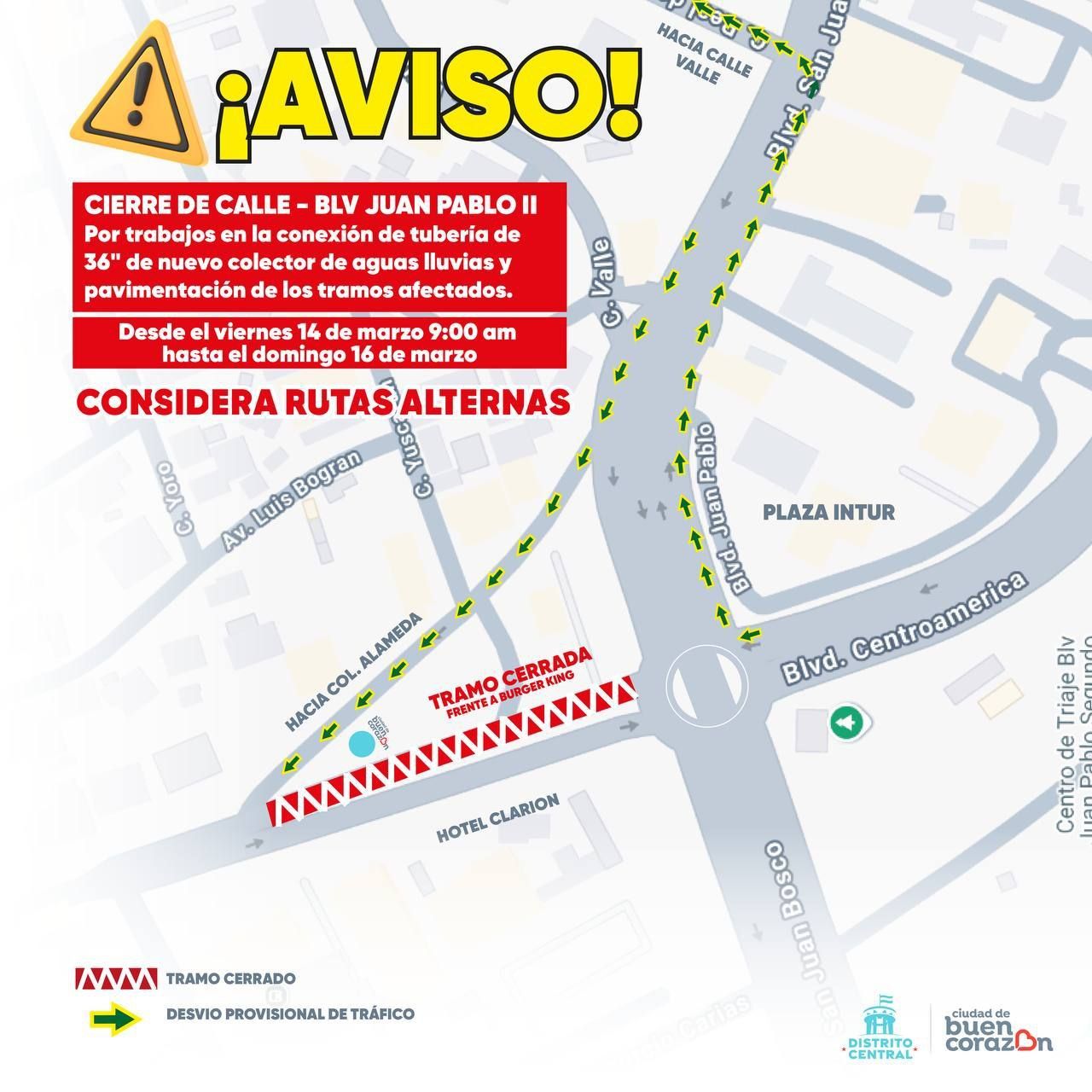 ¡ATENCIÓN! Alcaldía anuncia calle cerrada en Tegucigalpa a partir de este viernes