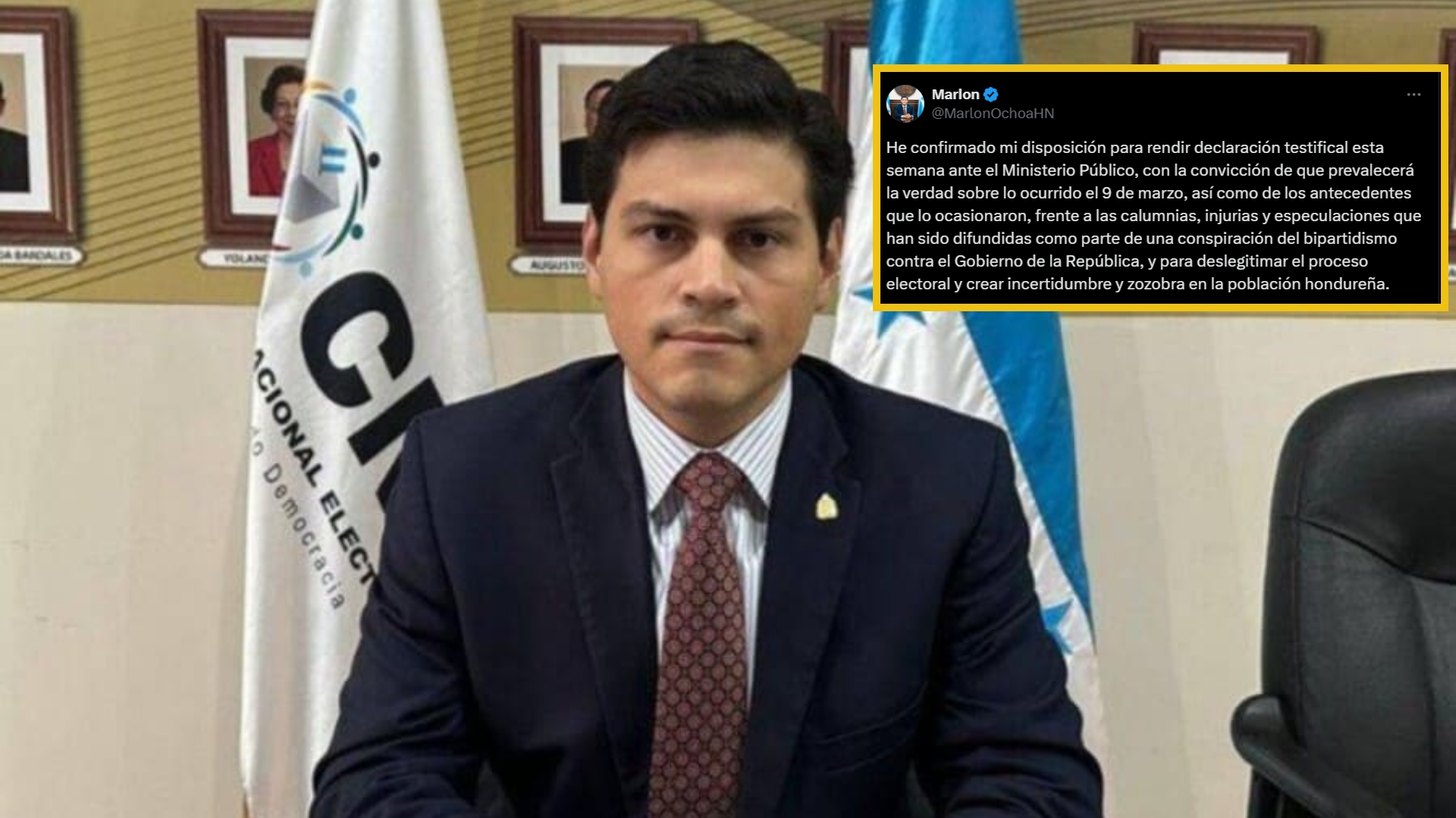 Marlon Ochoa comparecerá ante el Ministerio Público en el marco de la investigación sobre las elecciones primarias de 2025.