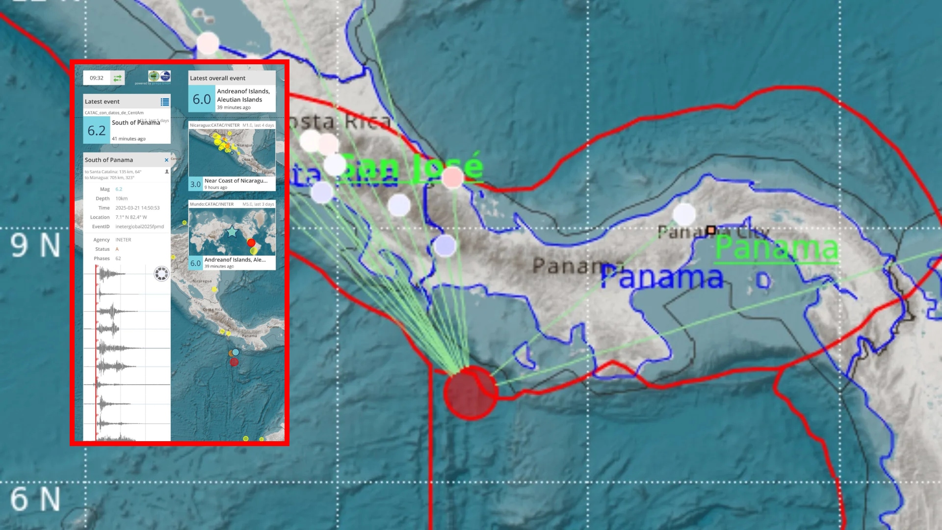 Copeco informa sobre sismo de magnitud 6.2 en Panamá y descarta alerta de tsunami en las costas hondureñas