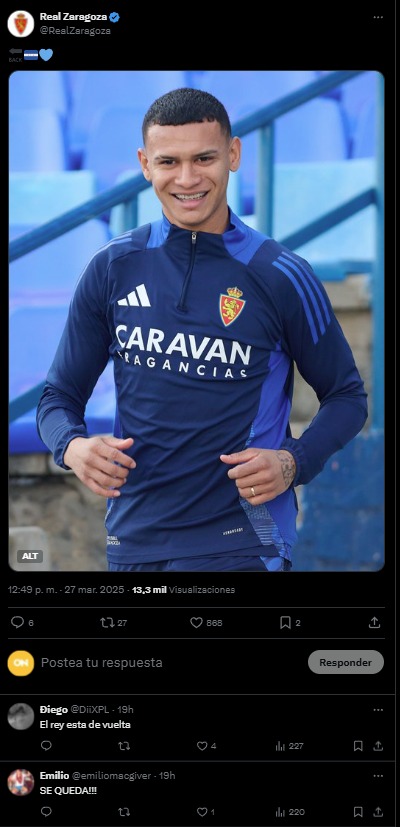 “El rey está de vuelta” | La razón por la que Kervin Arriaga ilusiona al Real Zaragoza