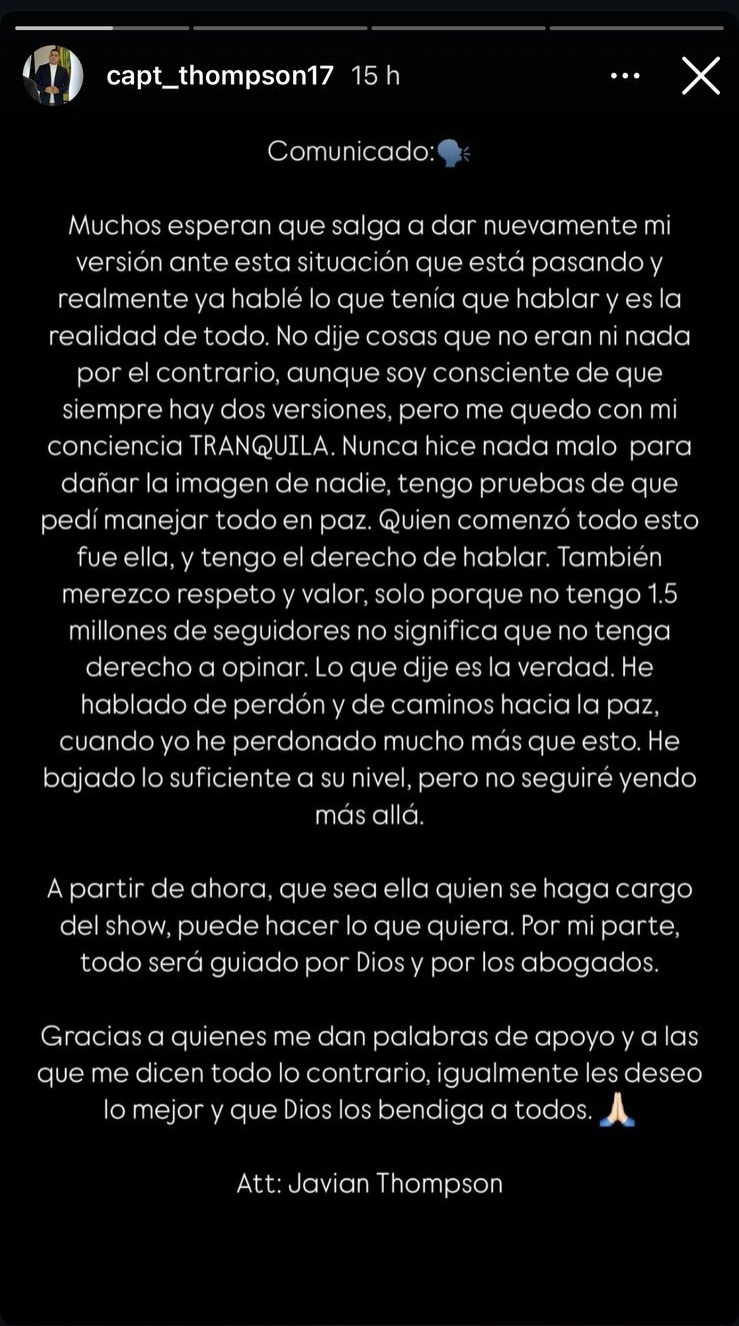 Javian Thompson rompe el silencio tras su divorcio con Alejandra Rubio: