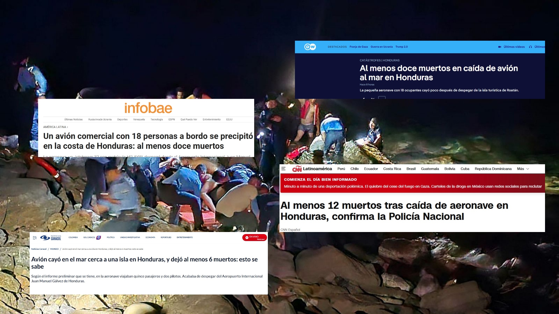 Conmoción mundial: Medios internacionales reportan sobre accidente aéreo en Roatán, Honduras