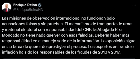Reconocidas figuras de Honduras reaccionan tras larga jornada de elecciones