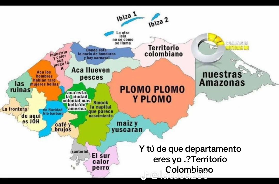 mapa de Honduras Crean “mapa de Honduras” con lo más “conocido” de cada departamento, ¿es cierto?