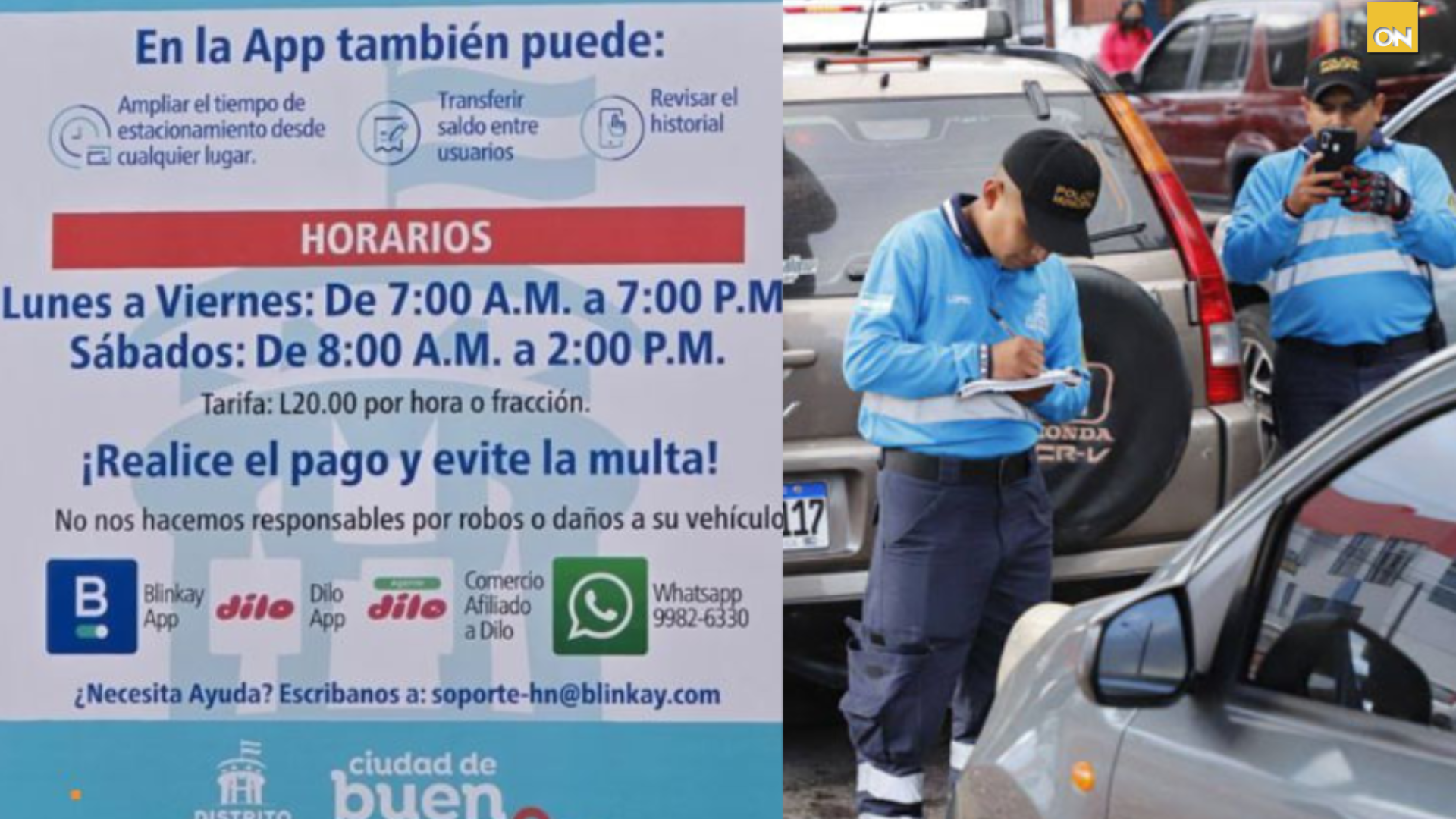 Cobro de 20 lempiras por hora de estacionamiento en Tegucigalpa genera malestar