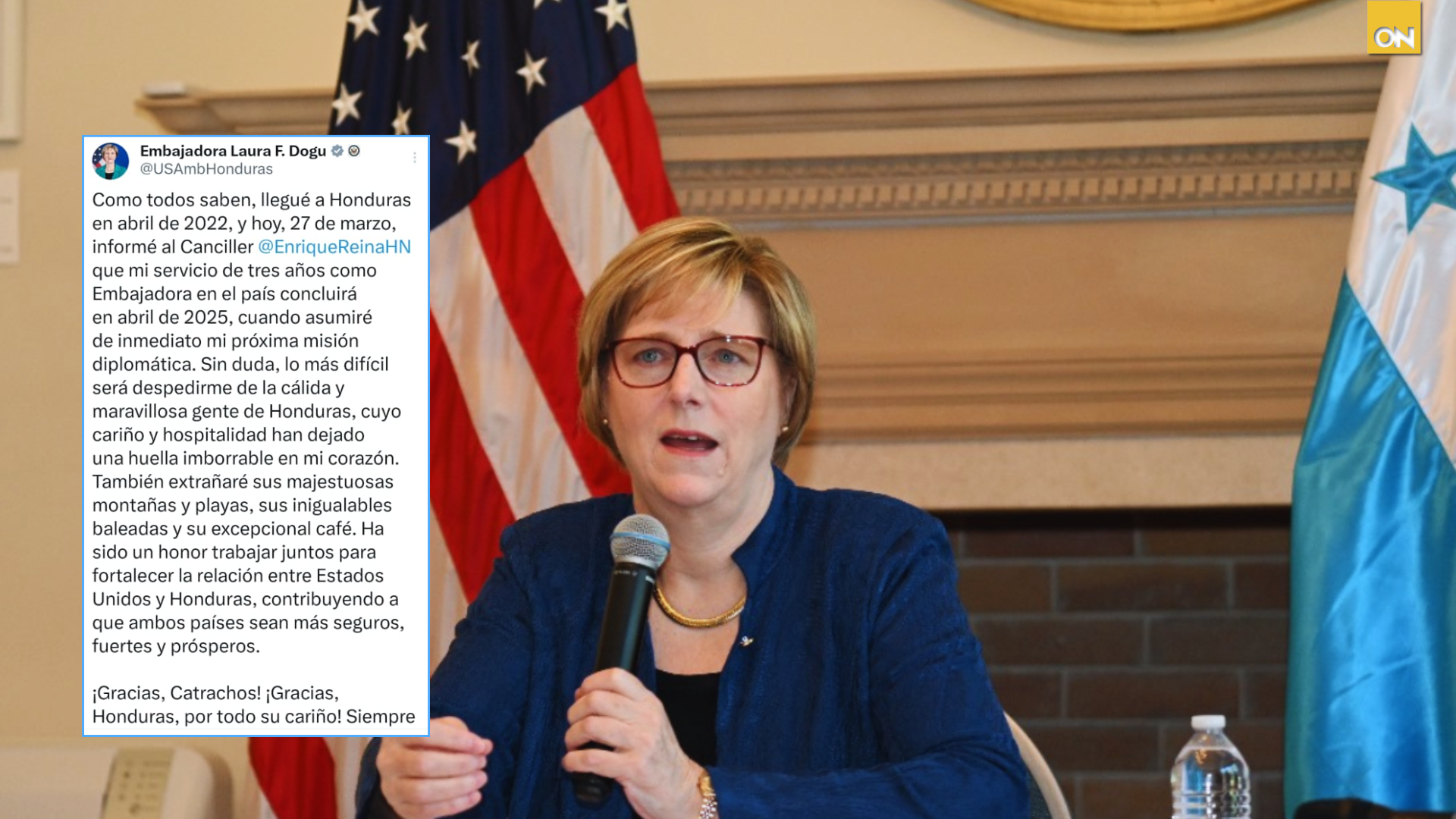 El discurso de despedida de Laura Dogu embajadora de EE.UU en Honduras