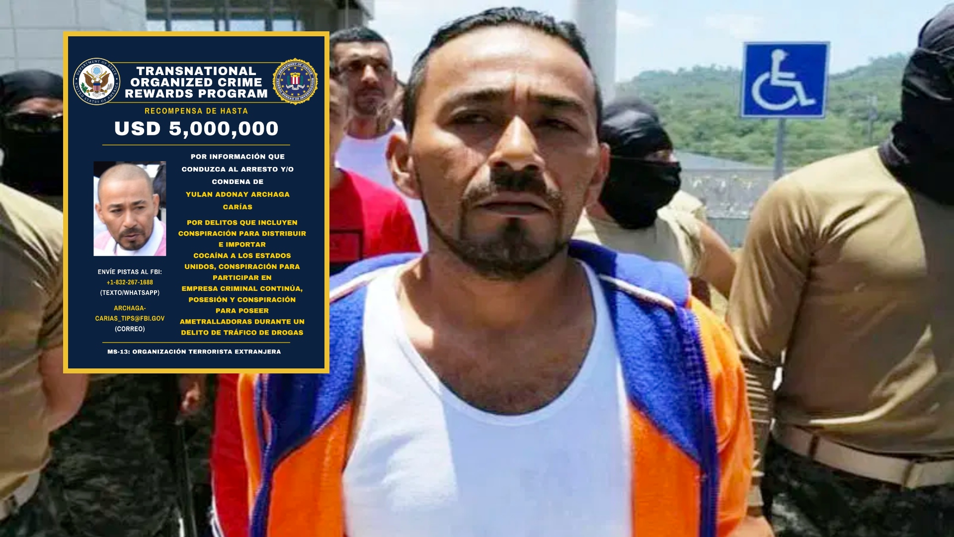 EE.UU. reactiva recompensa millonaria por captura de "El Porky", líder de la MS-13 en Honduras