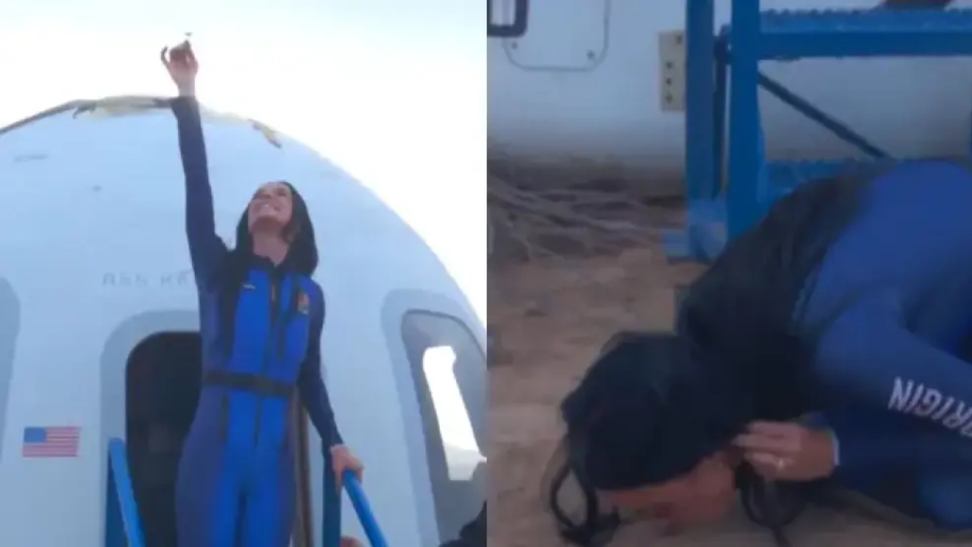 Katy Perry besa la Tierra tras viajar al espacio y dedica el vuelo a su hija