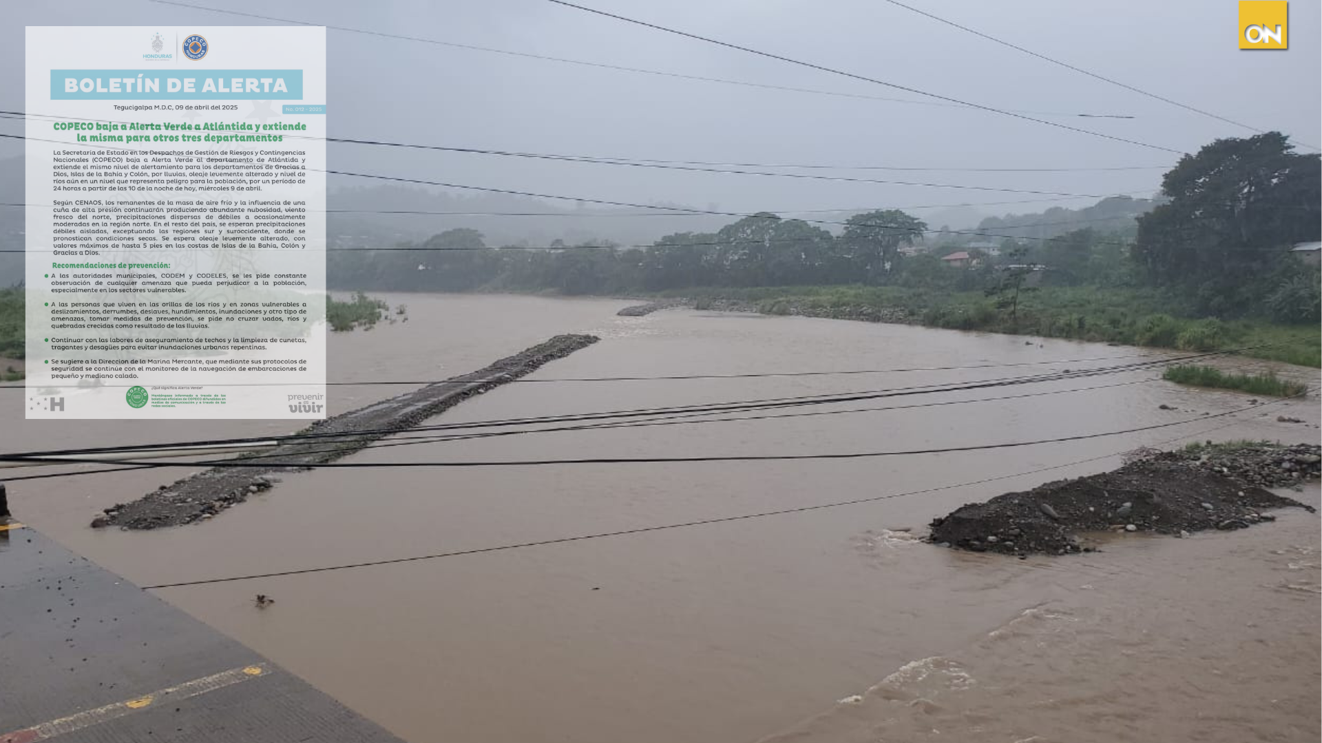 Lluvias inundaciones Atlántida alerta verde