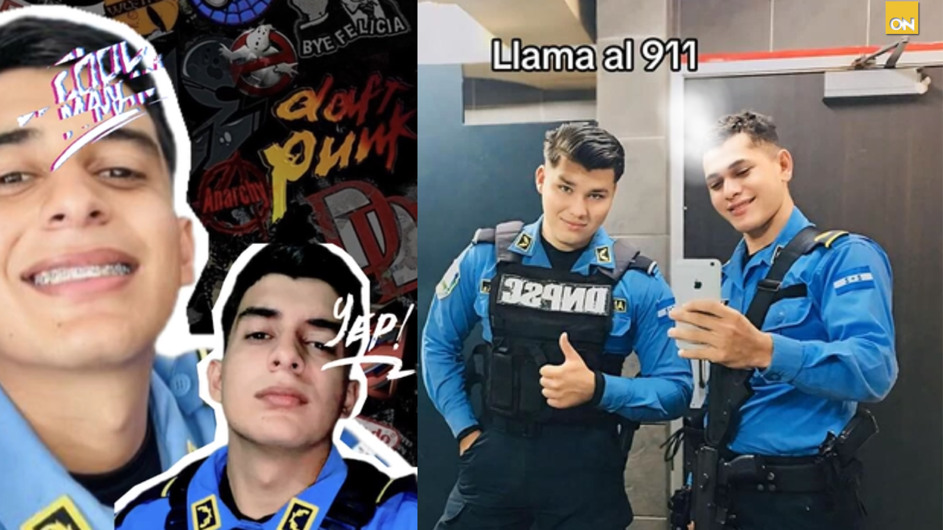 Agentes de la Policía Nacional de Honduras roban miradas.