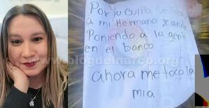 Cartel que fue encontrada ejecutiva bancaria