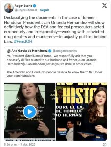Respaldo a las hijas de Juan Orlando por parte de Stone
