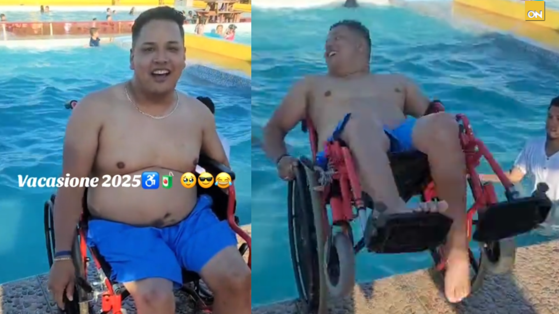 Hondureño se hace viral por disfrutar de piscinas en silla de ruedas