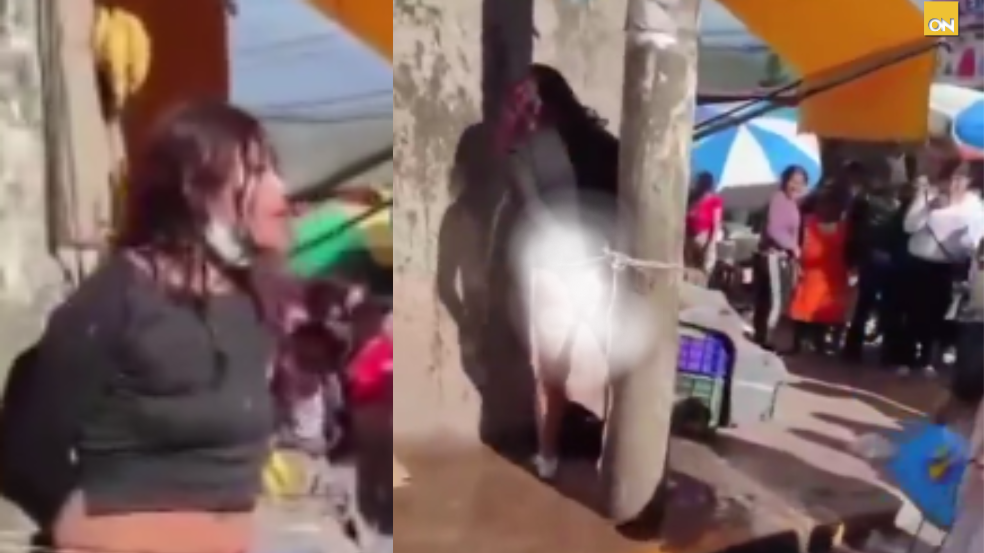 la amarran y desvisten por ladrona en Perú