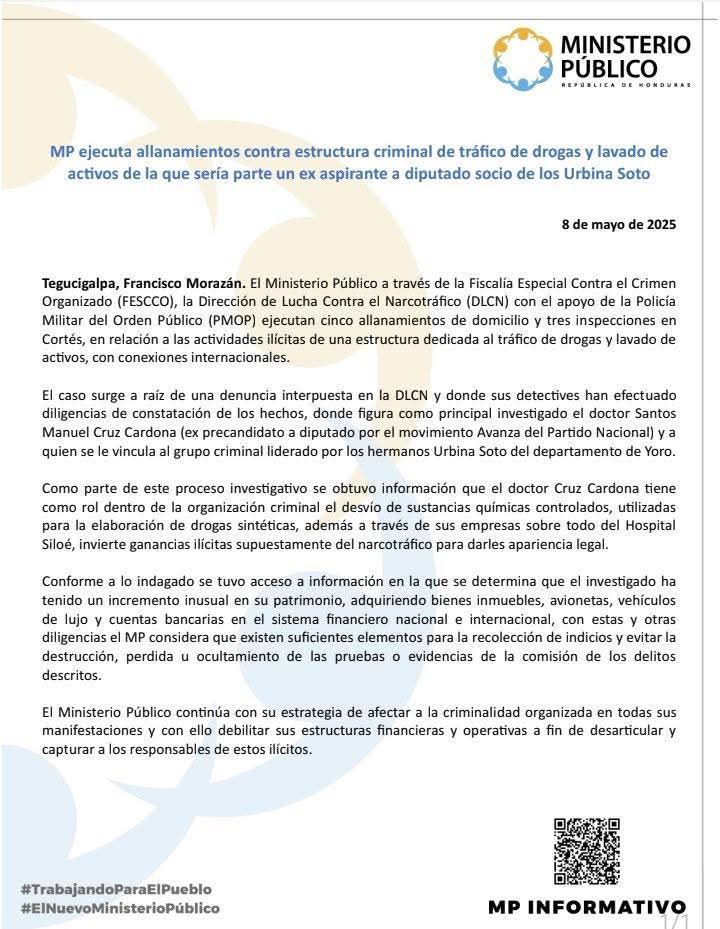 Allanan propiedades de reconocido oftalmólogo sampedrano vinculado a red criminal de los Urbina Soto 