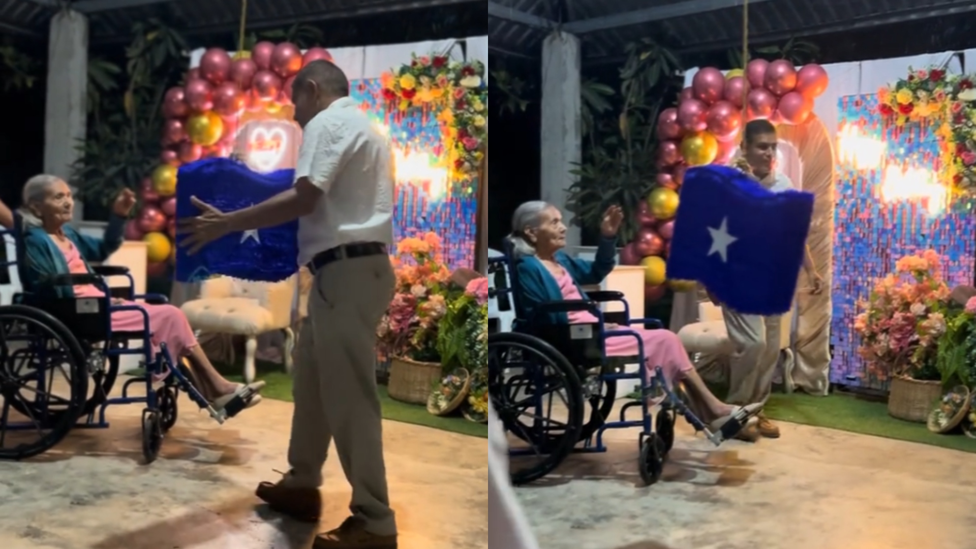 Abuelita hondureña celebra sus años con piñata del Partido Nacional y se vuelve viral en TikTok