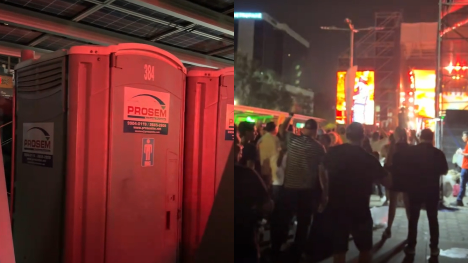Captan comportamiento extraño dentro de baño portátil durante concierto de Jowell Randy en San Ped
